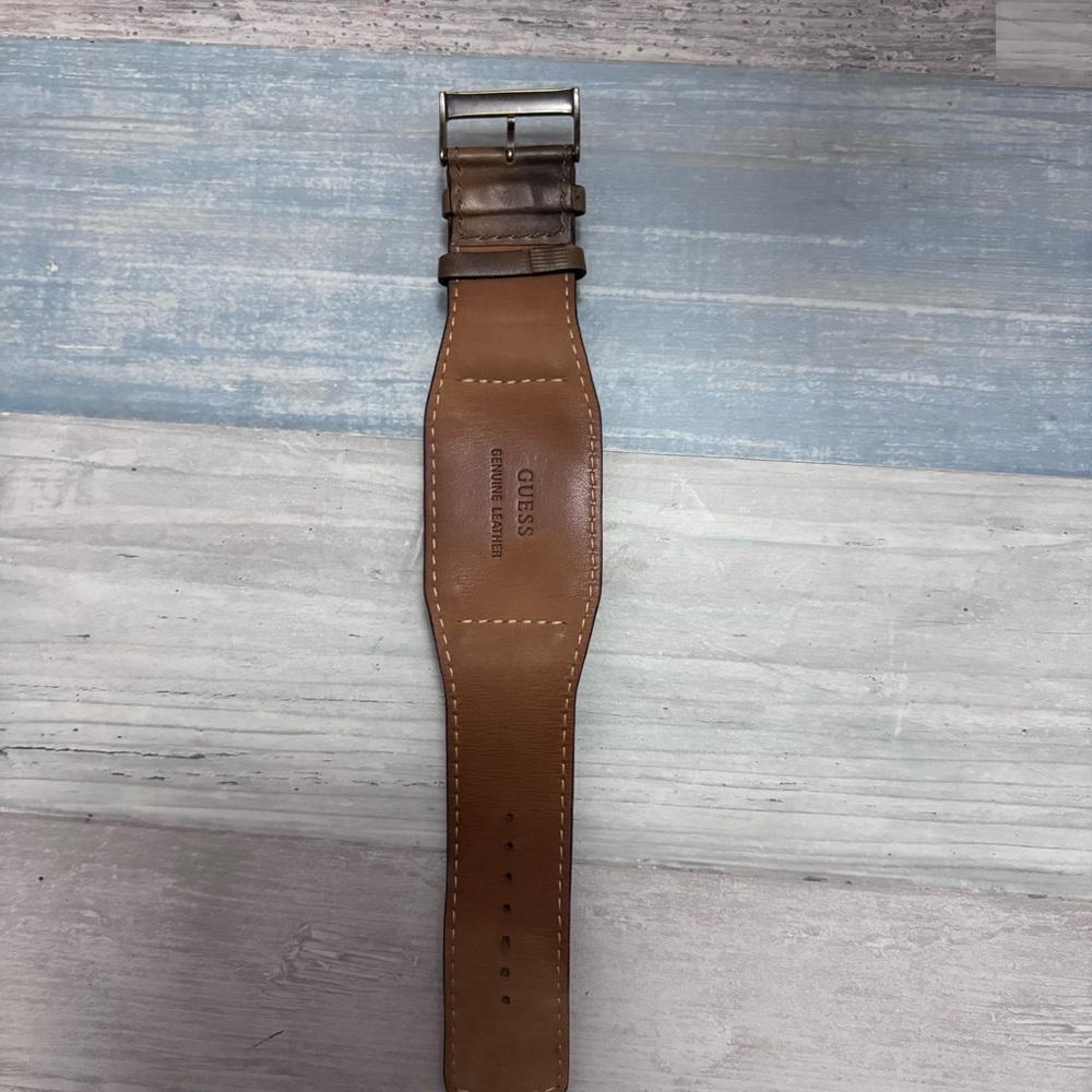 Guess Brown Rectangular Leather Watch - image 8